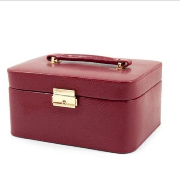 Bey-Berk International BB534RED Red Lizard Leather Jewelry Box for 3 Watches - Picture 1 of 4